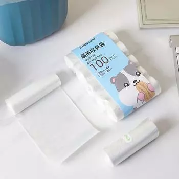 5 рулонов, 100 шт., мини-мешок для мусора, домашний утолщенный небольшой настольный мусорный мусор 28X25CM