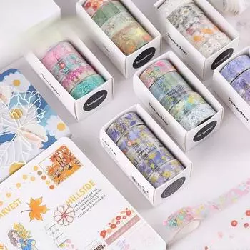 5 рулонов кавайная прозрачная наклейка-лента «сделай сам», декоративный материал, лента, наклейки для альбома для рисования, школьные принадлежности, японские канцелярские принадлежности