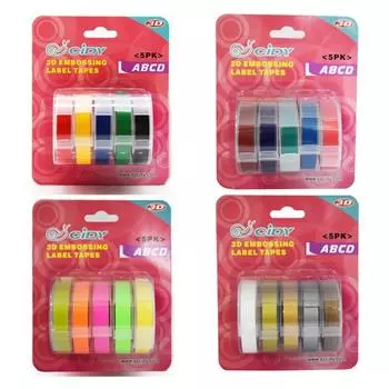 5 рулонов, совместимая лента Dymo для 3d-принтера, 9 мм, пластиковая лента для тиснения, лента для Motex E101 Dymo 12965 1610 1880, производитель этикеток 5Rolls 9mm Black 9mm