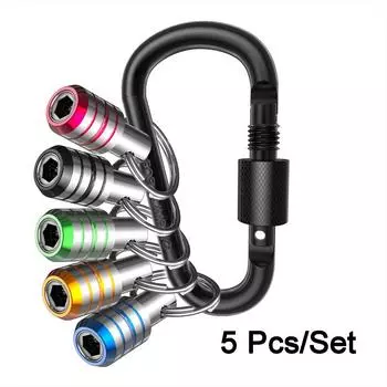 5-секционная цветная соединительная штанга - соединительная штанга из нержавеющей стали, золотая трехпазовая удлинительная штанга, быстросменная втулка для бит 1/4, золотое кольцо для ключей Set of 5