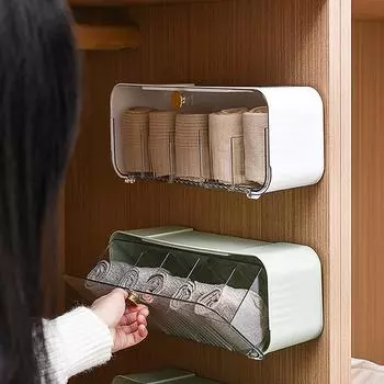 5 сеток настенный ящик для хранения носков многофункциональный органайзер для гардероба пластиковый ящик нижнее белье трусы органайзеры для одежды зелёный