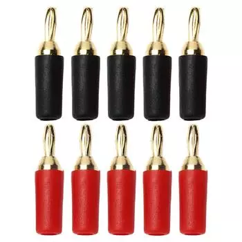 5 комплектов 2,5 мм банановый штекер латунный позолоченный паяный мужской разъем динамика красный и черный