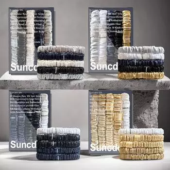 5 шт. 100% чистый шелк тутового дерева резинки для волос ручной работы женские аксессуары для волос для девочек чистый цвет натуральные резинки для волос коробка