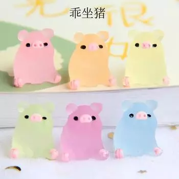 5 шт./10 шт./20 шт. Миниатюрная смоляная модель животного, поросенок, ночник, украшение для приборной панели автомобиля, кукольный домик своими руками, аксессуар для дома