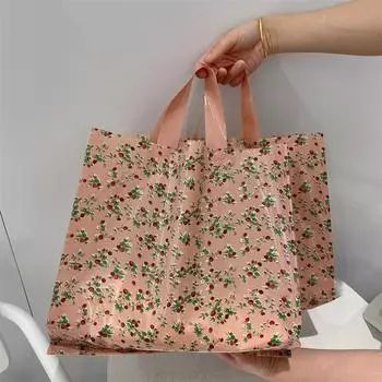5 шт/10 шт. Цветочная пластиковая упаковочная сумка модный подарочный пакет подарок для покупателей и модниц сумочка Ins винтаж 2 размера