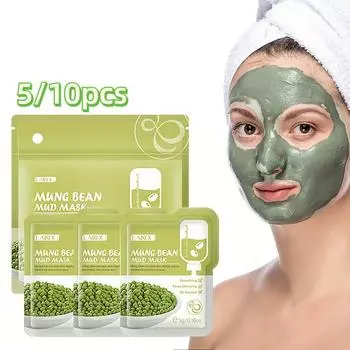 5 шт./10 шт. Маска из пасты бобов мунг, очищающая маска для лица, грязь для удаления черных точек и закрытия рта 5pc
