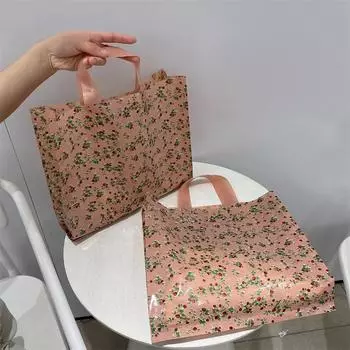 5 шт/10 шт подарочный пакет винтажный цветочный пластиковый упаковочный пакет женская одежда магазин сумочка подарок для покупателей и модниц 2 размера 5Pcs