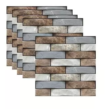 5 шт. 11,8 * 11,8 дюймов 3D кирпичный узор, самоклеящиеся наклейки на стену, отклеивающиеся рождественские обои, съемные водонепроницаемые наклейки на плитку 5pcs