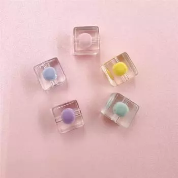 5 шт. 12 мм акриловые прозрачные квадратные яркие бусины для лица, модные ювелирные аксессуары, брелок для ключей, браслет, материал ручной работы розовый
