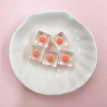 5 шт. 12 мм квадратные акриловые свободные бусины, модные прозрачные сэндвичи, яркие аксессуары для лица для браслета «сделай сам», брелок, материал ручной работы about 12mm оранжевый