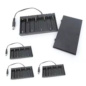 5 шт., 12 В, 8 батарей AA AA, 1,5 В, 8x1,5 В, чехол-держатель, коробка 8AA с переключателем включения/выключения, держатель батареи, соединительный кабель постоянного тока 5,5x2,1 мм