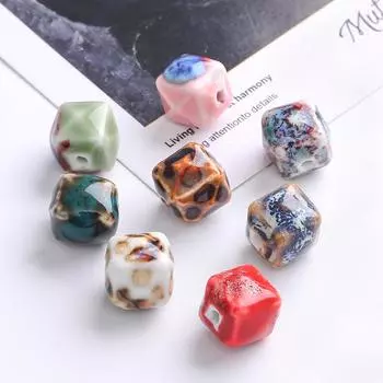 5 шт. 13 мм цветные глазурованные бусины-кубики, керамические гладкие бусины для изготовления ювелирных изделий, ожерелье, браслет, серьги