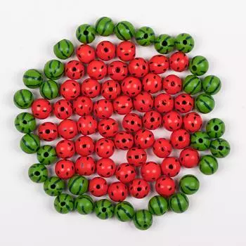 5 шт., 16 мм, арбуз, зеленый, красный, деревянные бусины, аксессуары для изготовления ювелирных изделий, подвески, браслеты, брелок для ключей, цепочка для телефона, сделай сам, заколка для волос, материал ручной работы зелёный