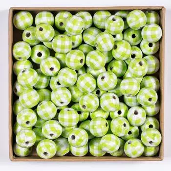 5 ШТ 16 мм Цветные Клетчатые Деревянные бусины Для DIY Ожерелья Браслеты Серьги Цепочка для телефона Рукодельные Принадлежности Материал для бисероплетения Ювелирный Аксессуар