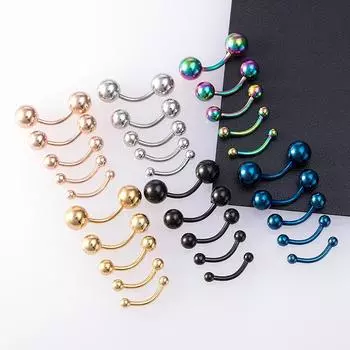 5 шт 16G 2.5-6Mm бровь пирсинг губ кольцо изогнутая штанга гвоздик украшения для тела серебряный
