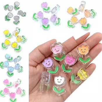 5 шт. 18*28 мм акриловые мультяшные капельницы масла прозрачный тюльпан свободные бусины DIY милый браслет серьги ожерелье аксессуары красный