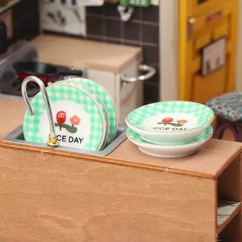 5 шт. 1/12 кукольный домик мини тарелки посуда модель кукольный домик имитация кухонное украшение кукольный домик аксессуары ролевые игры игрушки as the picture