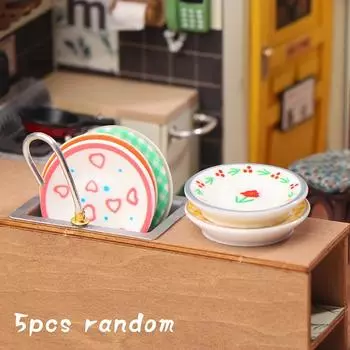 5 шт. 1/12 кукольный домик мини тарелки посуда модель кукольный домик имитация кухонное украшение кукольный домик аксессуары ролевые игры игрушки as the picture