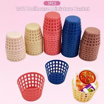 5 шт. 1:12 кукольный домик, миниатюрная корзина для овощей, корзина для белья, маленькая круглая корзина, кухонная домашняя модель, декор, игрушка коричневый