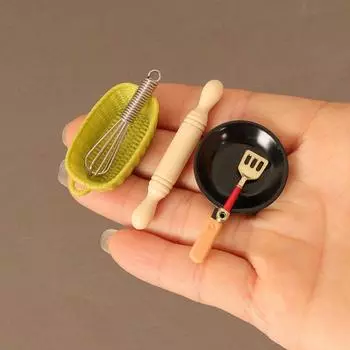 5 шт. 1/12 кукольный домик, взбивалка для яиц, сковорода, скалка, корзина, кухонные принадлежности для кукольного домика, декор, кукольный дом, кухонные аксессуары зелёный