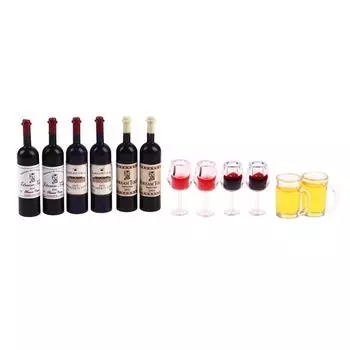 5 шт. 1/12 кукольный домик миниатюрные бутылки из смолы мини бутылки красного вина стаканы чашки модель кухонная мебель кукольный домик аксессуары