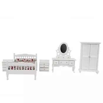 5 шт. 1/12 кукольный домик миниатюрная мебель деревянный мини спальный гарнитур аксессуары набор мебели для спальни