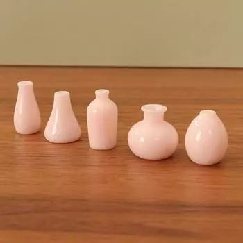 5 шт. 1:12 Миниатюрная ваза для кукольного домика Мини-симуляция Геометрическая ваза Набор цветочных композиций Зеленые горшки для растений Модель Домашний декор Игрушки синий