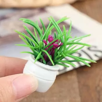 5 шт. 1:12 миниатюрных кукольных домиков с зелеными горшками для растений, мебель, аксессуары для домашнего декора