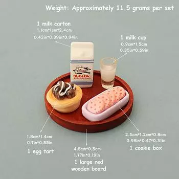 5 шт. 1:12 миниатюрных кукольных домиков, имитация молока, модель, яичный пирог, бисквит, набор украшений, декор своими руками, игрушка, сцена, тарелка для еды, аксессуары