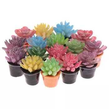 5 шт. 1:12 миниатюрных зеленых цветочных растений для кукольного домика, горшечные растения, суккулентные растения, домашний декор 5pcs