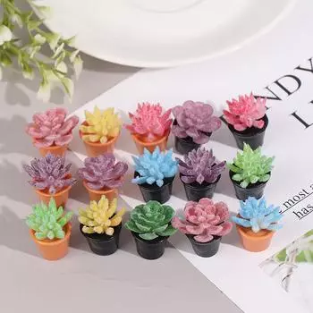 5 шт. 1:12 миниатюрных зеленых растений для кукольного домика в горшке, суккулентные растения, домашний декор one size