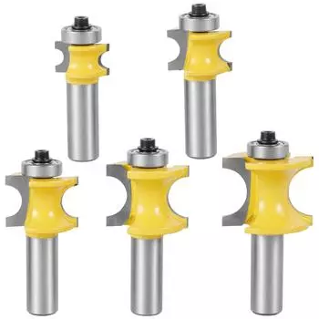 5 шт. 1/2-дюймовый хвостовик с закругленным носом, набор твердосплавных радиусных полукруглых подшипниковых фрез, прочная фреза для резки кромок, деревообработка yellow