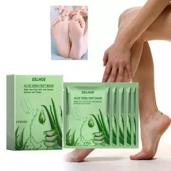 5 шт./1 шт. маска для ног с алоэ вера, увлажняющая, увлажняющая, увлажняющая, питательная и питательная кожа, очищающая и угловая маска для ног, патч 1pcs