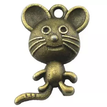 5 шт., 21x13 мм, подвески в виде мыши, античный бронзовый цвет, ювелирный материал, бренд: WYISYWG