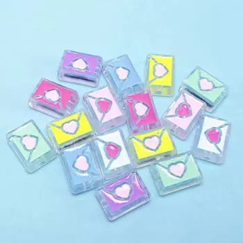 5 шт. 22*26 мм прозрачные акриловые масляные бусины «любовный конверт», бусины, ювелирные аксессуары, сделай сам, мультяшное кольцо для волос, материал розовый