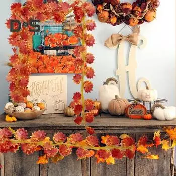 5 шт. 240 см искусственная гирлянда из кленовых листьев для дома, сада, дома, улицы, подвесные искусственные красные листья растений, виноградная лоза, украшение на Хэллоуин, осенний фестиваль урожая Small