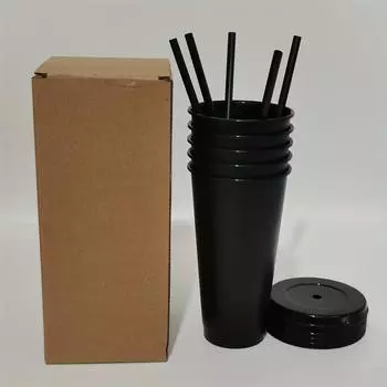 5 шт. 24,01 унции стаканы с крышками и соломинками многоразовые пластиковые стаканы для холодного кофе большая бутылка для воды кружка для вечеринки летняя посуда для напитков 710ml