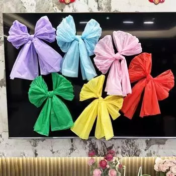 5 шт. 24-дюймовый большой пластиковый декоративный бант для упаковки подарков, годовщины, свадьбы, дня рождения, вечеринки, украшения розовый