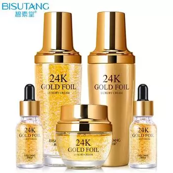 5 шт., 24-каратное золото, увлажняющий, укрепляющий набор для ухода за кожей против морщин, эссенция для ухода за лицом 1 set