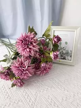 5 шт., 2 головки/пакет, имитация шелкового цветка георгина, искусственная ветка георгина для дома, свадебного крыльца, стола, балкона, декора гостиной, цветы оранжевый