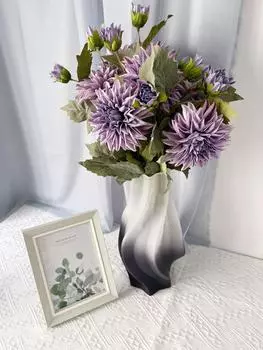 5 шт., 2 головки/пучок, искусственные ветки георгинов, шелковые цветы, имитация цветов георгин для свадебного крыльца, домашнего стола, цветочный горшок, декор для балкона, цветы оранжевый