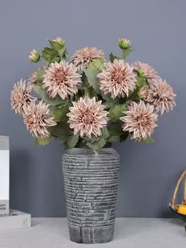 5 шт. 2 головки/упаковка искусственных веток георгина шелковые цветы имитация георгина для домашнего стола цветочный горшок свадебный декор цветы оранжевый