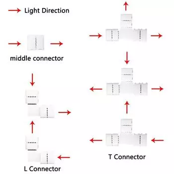 5 шт. 2-контактный, 3-контактный, 4-контактный, 5-контактный разъем для светодиодной ленты T/L-образной формы 8 мм, 10 мм, бесплатная сварка для разъема для светодиодной ленты RGB SMD 5050 2835