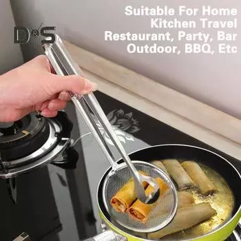 5 шт. 2-в-1 дуршлаг, ложки, термостойкие половники для быстрой фильтрации с длинной ручкой, кухонный инструмент