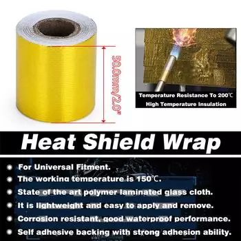 5 шт. 2 x5 метров Алюминиевая армированная лента с клеевой основой Теплозащитная термостойкая обмотка Впускной серебристый