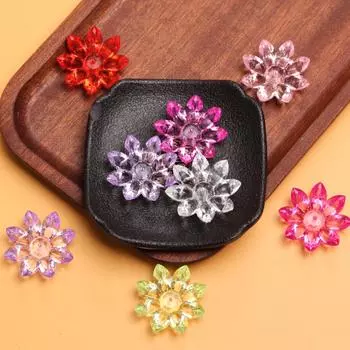 5 шт. 31 мм свободные ювелирные изделия с цветком лотоса, акриловые хрустальные бусины, материалы из бисера, прозрачные для изготовления ювелирных изделий, ювелирные изделия своими руками, аксессуары ручной работы 5pcs 31mm прозрачный