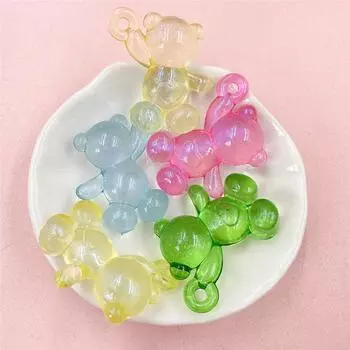 5 шт 33,3*31,6 мм акриловые прозрачные развевающиеся бусины в виде медведя подвеска для производства ювелирных изделий модный материал ручной работы жёлтый