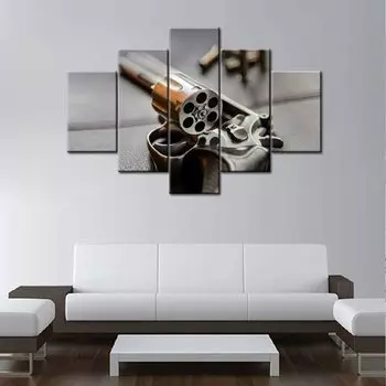 5 шт. 357 калибра револьвер пистолет пистолет пули картины оружие картины стены HD печать домашний декор без рамки 5 панелей абстрактные 20x35 20x45 20x55cm