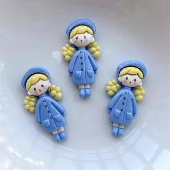 5 шт. 35 мм большая мультяшная красавица девушка кавайи плоская задняя часть смолы принцесса DIY украшенная шпилька для волос скрапбукинг One Size синий