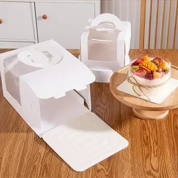 5 шт. 3/4/6/8/10 дюймовые коробки для тортов белая бумага прозрачное окно портативные праздничные торты десерт упаковка принадлежности other